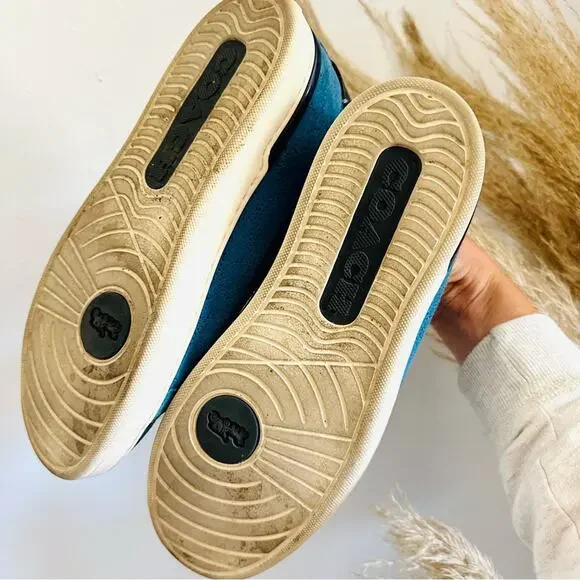 COACH Cobalt Blue White Perforated Logo Suede Clip C Mens Low Top Sneakers 8.5 - Picture 4 of 15